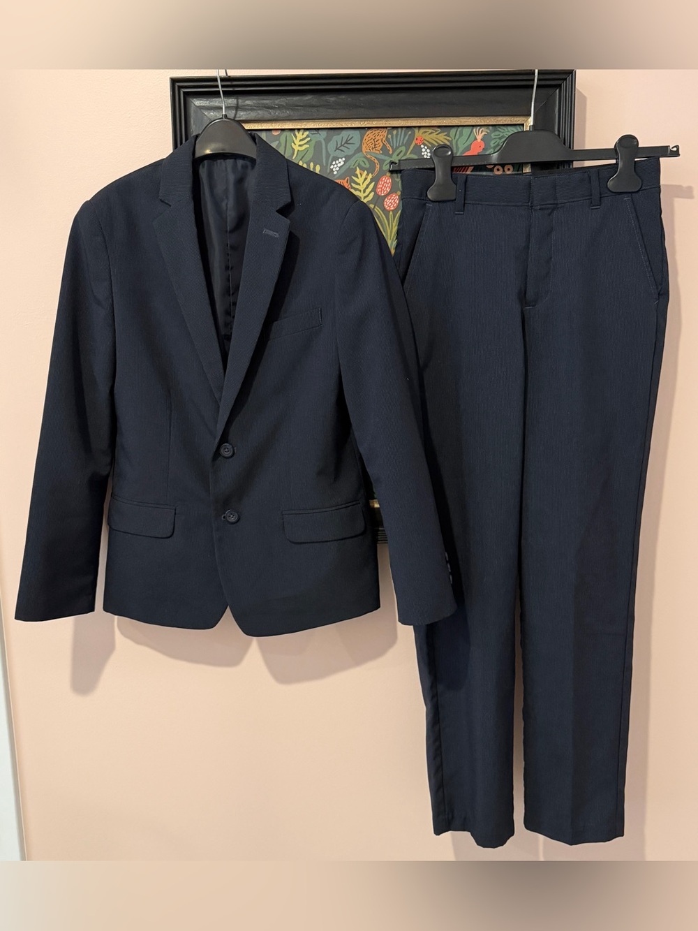 Van Heusen boys dress suit set navy blue pinstripe size 12